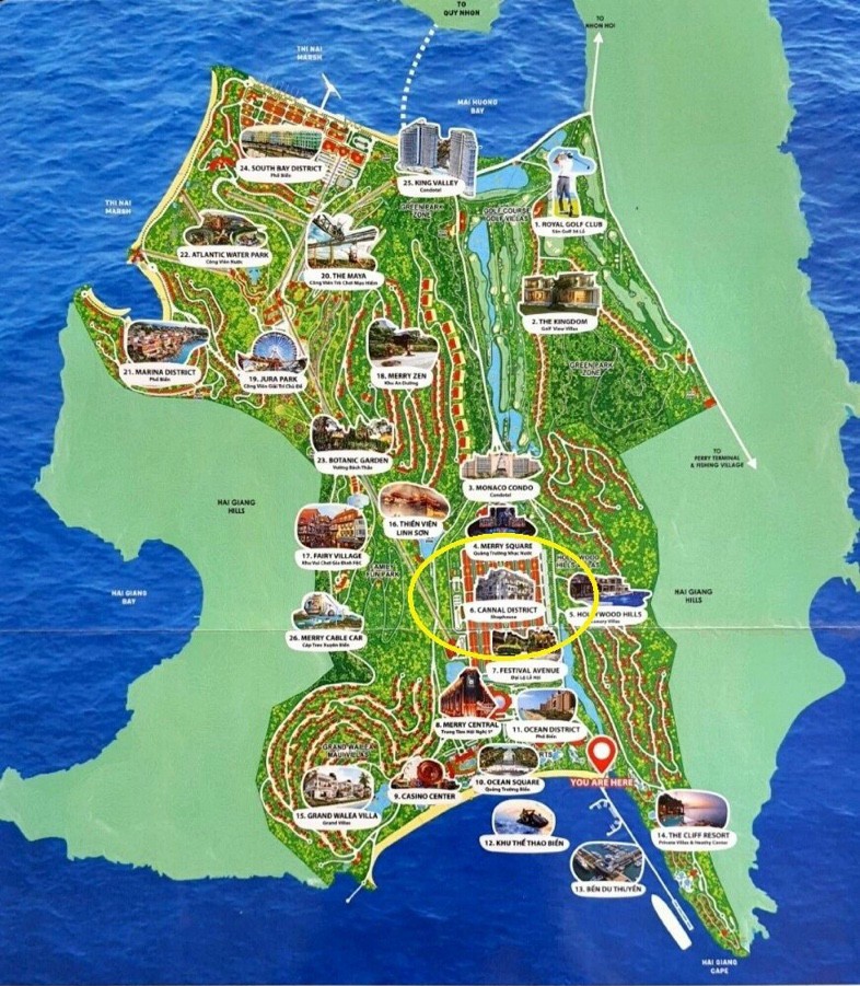 Bản đồ tiện ích khu du lịch Hai Giang Merry Land 